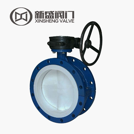 Fluorine-butterfly worm wheel flange butterfly valve